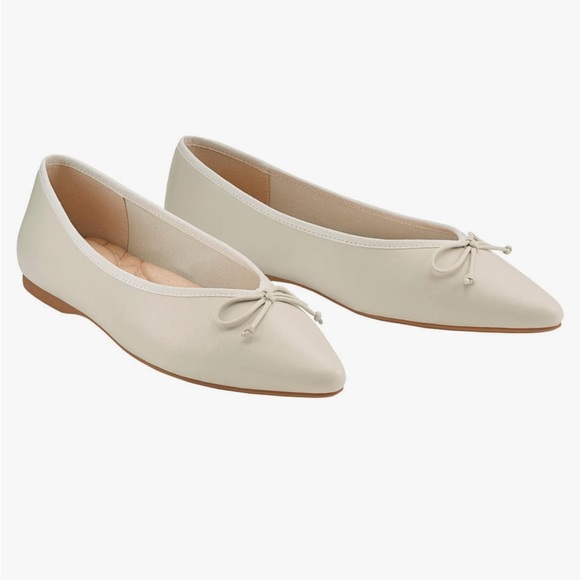 BIRDIES THE GOLDFINCH BOW LEATHER ECRU FLATS 9.5 - Picture 2 of 12